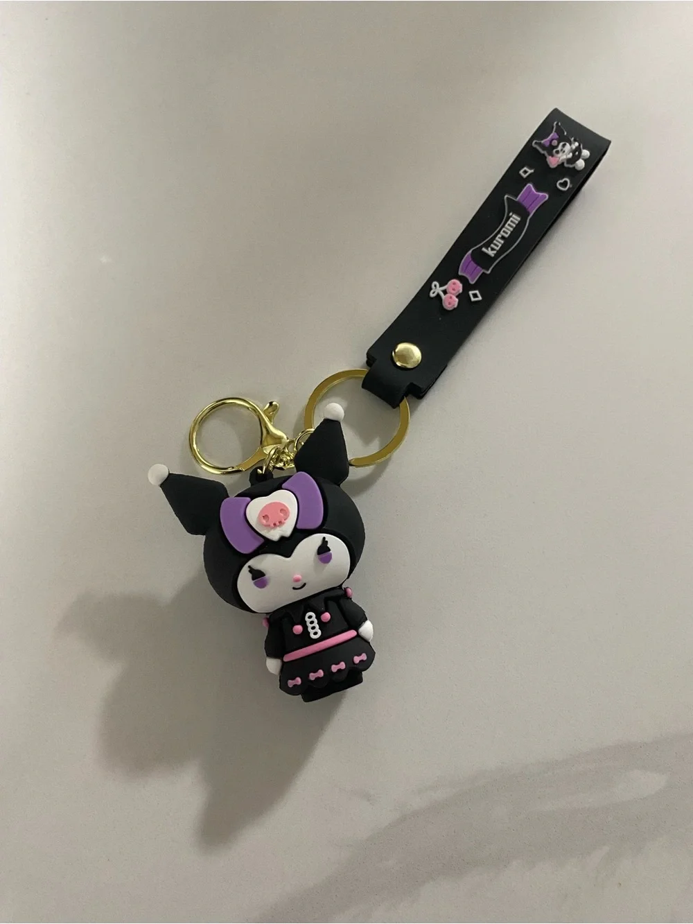 Kuromi Black & Purple Silicone Character Keychain Strap